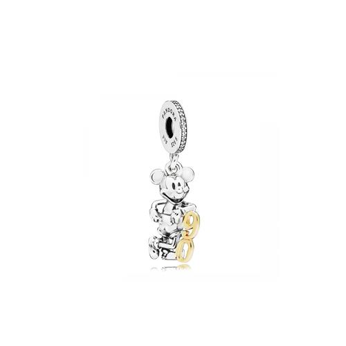 DISNEY MICKEY 90TH ANNIVERSARY SILVER DANGLE WITH 14K AND CLEAR CUBIC ZIRCONIA - PANDORA