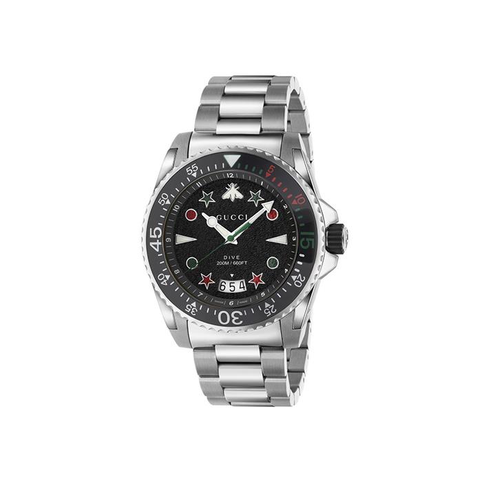 GUCCI DIVE XL QUADRANTE NERO - VETRO ZAFFIRO - BRACCIALE ACCIAIO - 200 METRI - GUCCI TIMEPIECES
