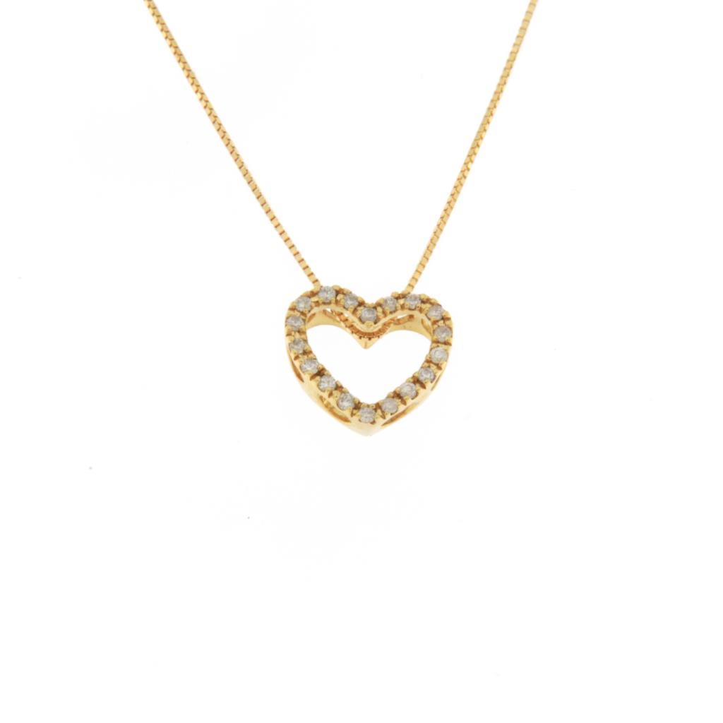 Collana modello Cuore in oro giallo con diamanti kt 0.06 - LE LUNE DIAMONDS