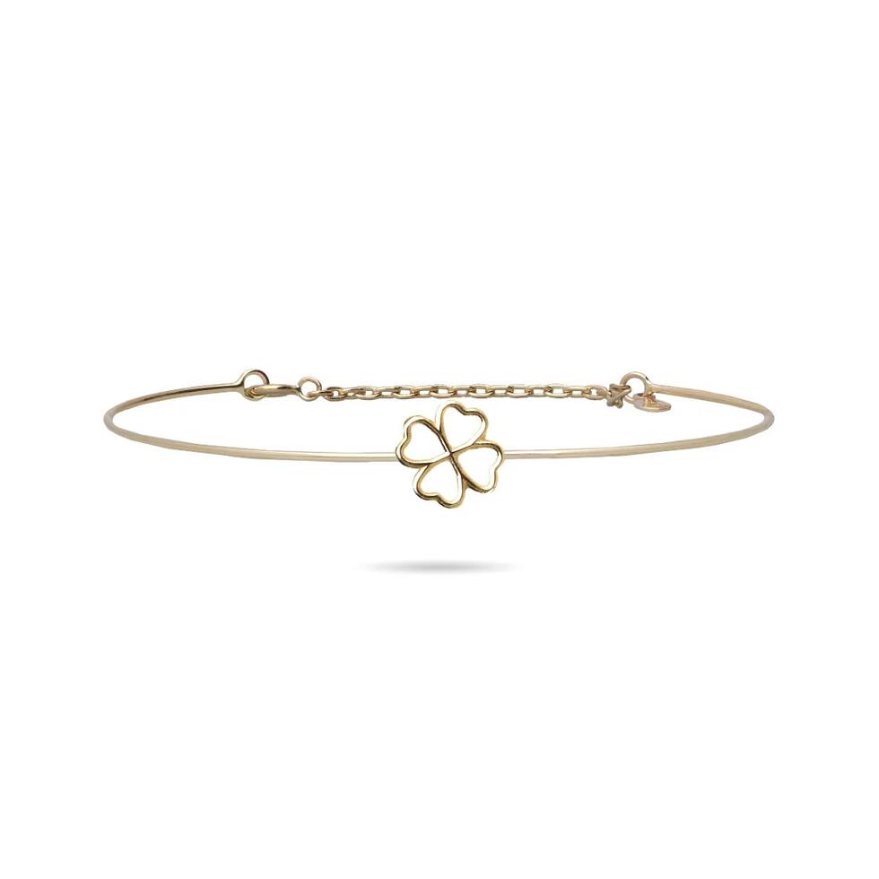 BRACCIALE FILO D'AMORE  ESSENZIALE QUADRIFOGLIO ORO 9 KT - NO CHIUSURA - RUBINIA