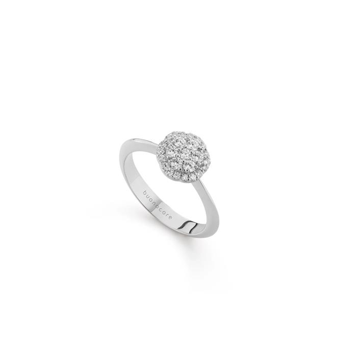 ANELLO IN ORO BIANCO 18 KT FIORE PICCOLO CON DIAMANTI CT 0.33 - BUONOCORE