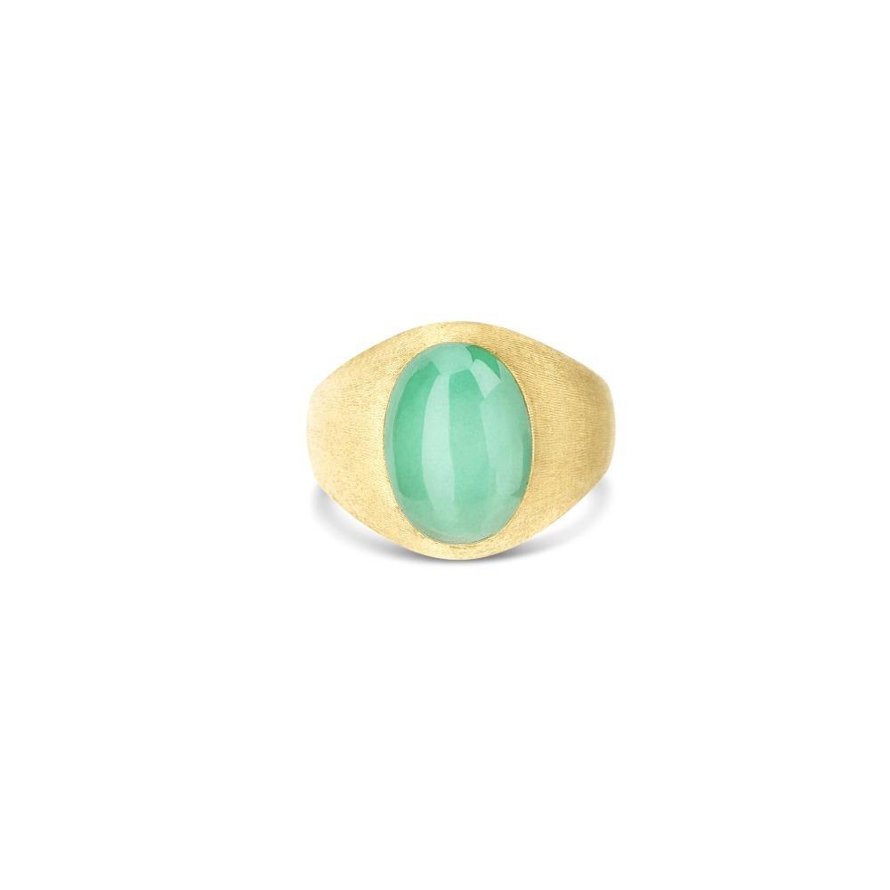 ANELLO CHEVALIER IN ORO GIALLO CON AVVENTURINA VERDE  - NANIS