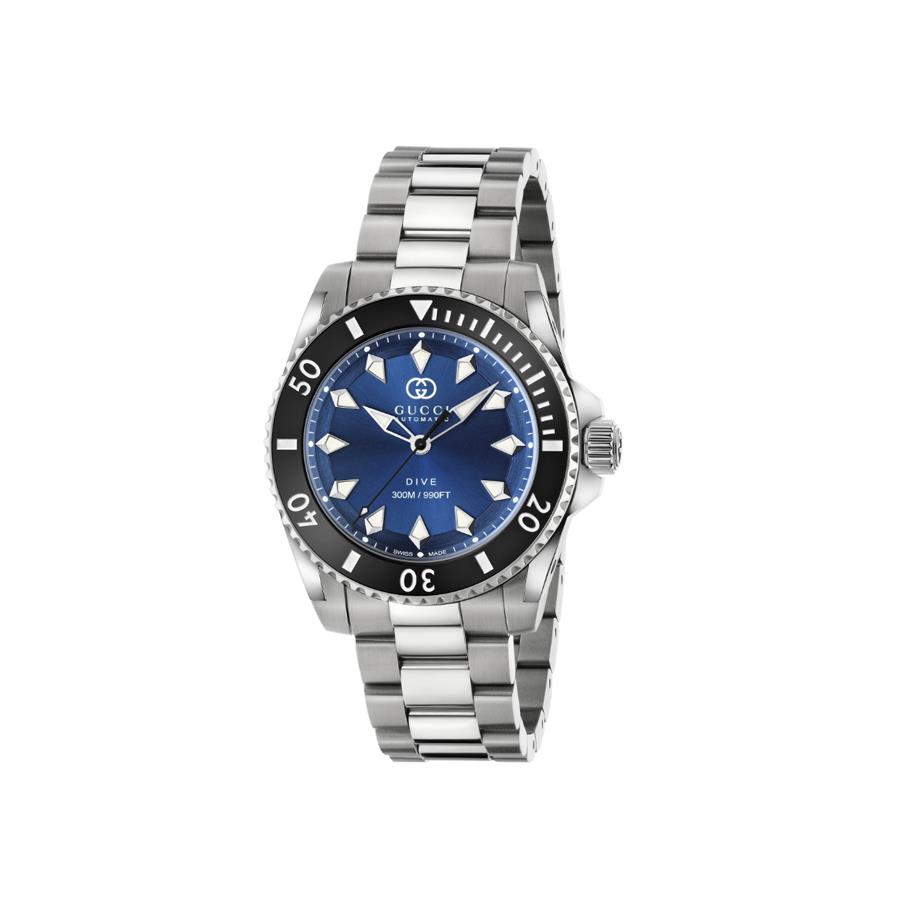 GUCCI DIVE - 40 MM STAINLESS STEEL CASE WITH BLACK CERAMIC BEZEL, GREEN DIAL, CERAMIC BEZEL, STAINLESS STEEL BRACELET, SELF-WINDING MOVEMENT - GUCCI TIMEPIECES