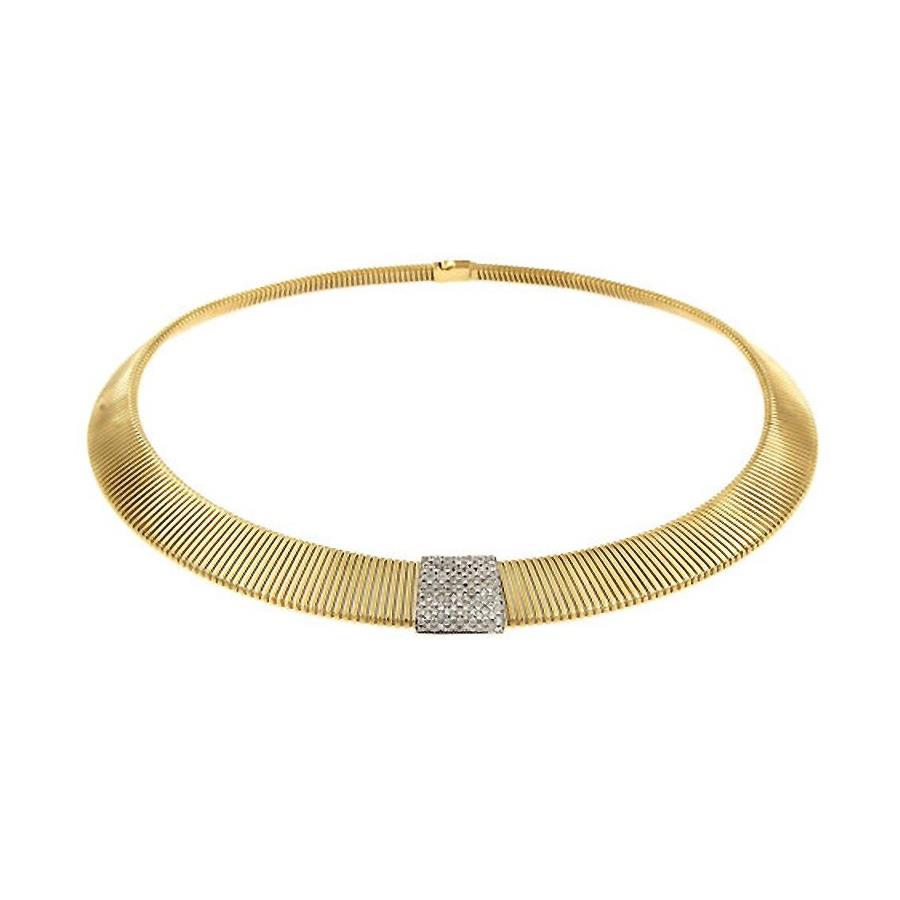COLLANA IN ORO GIALLO CON PAVÈ CENTRALE KT 2.65 - GR 63,00 - ANTORA