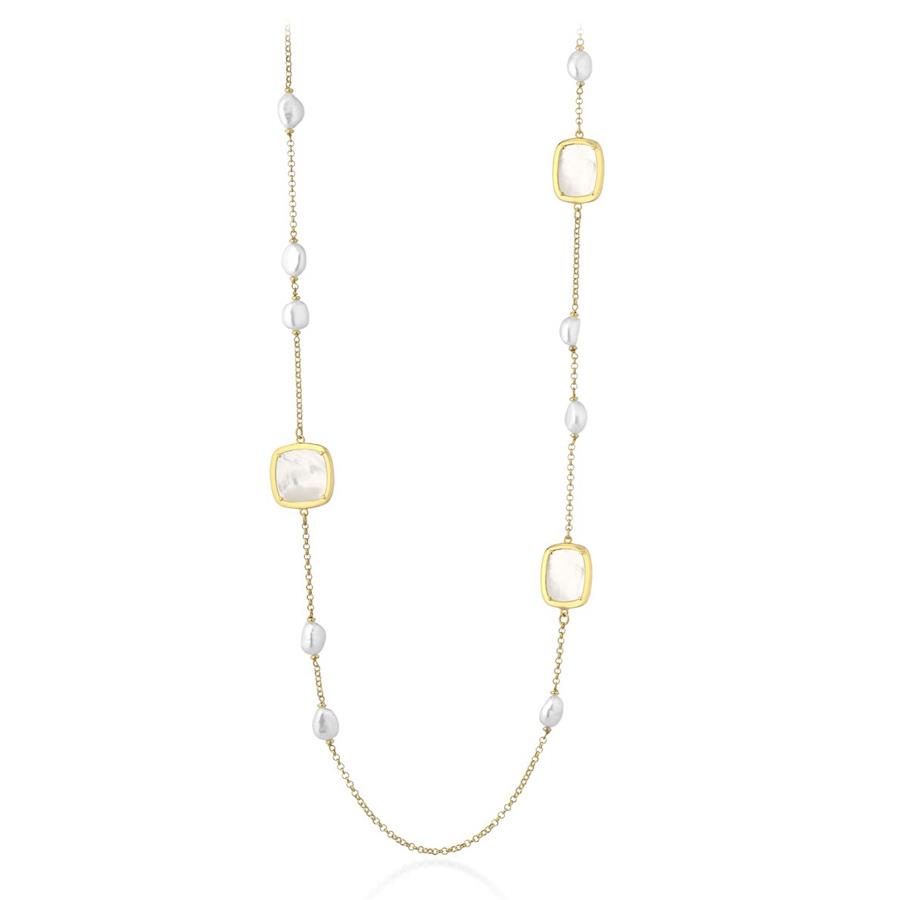 COLLANA IN AG925 GIALLO , PERLE D'ACQUA DOLCE E MADREPERLA AUSTRALIANA - LE LUNE GLAMOUR