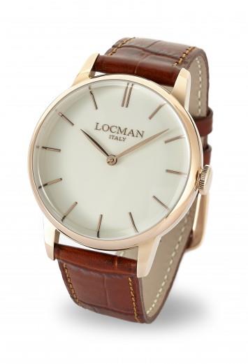 1960 40 MM CASSA ACCIAIO DORATA, QUADRANTE BIANCO, CINTURINO PELLE - LOCMAN