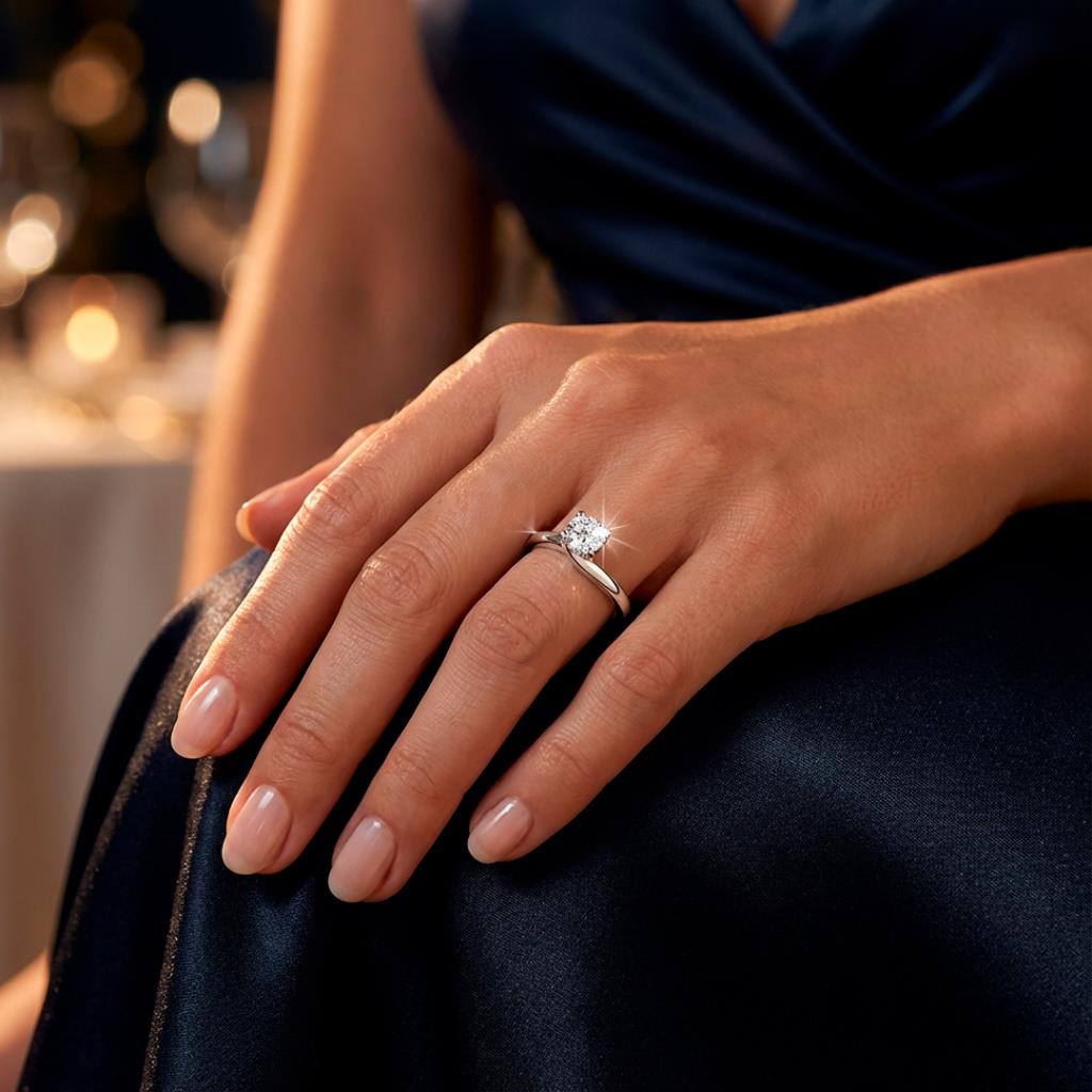 ANELLO SOLITARIO IN ORO BIANCO GR. 3.10 - BRILL. 0.50 CERT F VS - GIORGIO VISCONTI