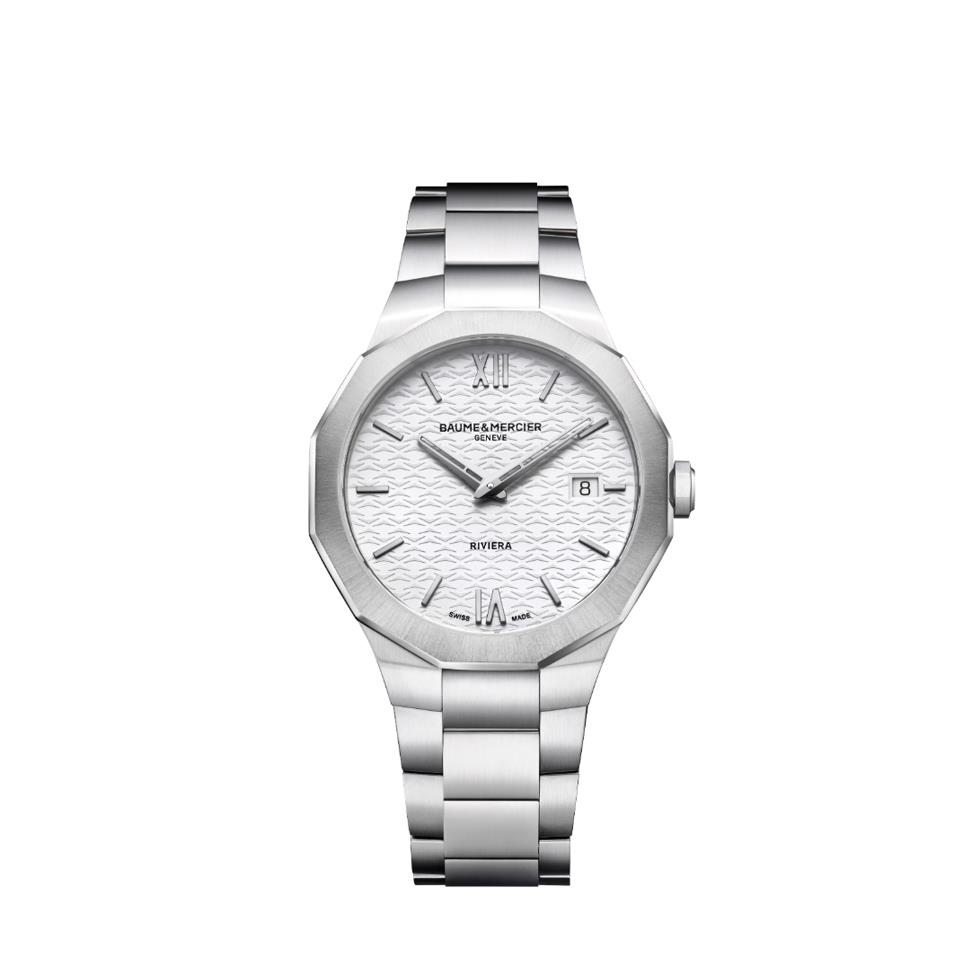 RIVIERA 39 MM QUARZO ACCIAIO QUADRANTE BIANCO - BAUME & MERCIER