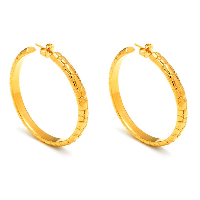 ORECCHINI CERCHIO MOON CROCODILE GRANDI DORATI - RASPINI