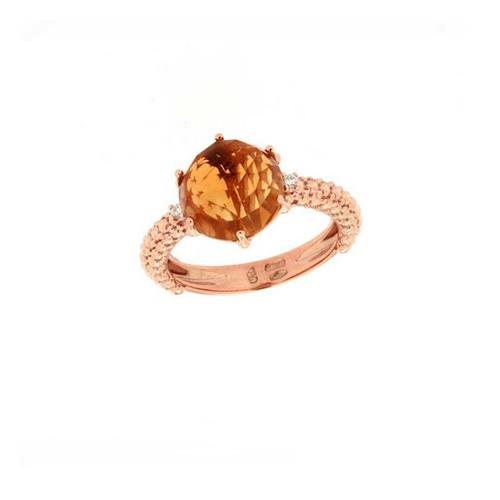ANELLO IN ORO 9 CT. CON QUARZO CITRINO E  BRILL. 0.03 - MINU