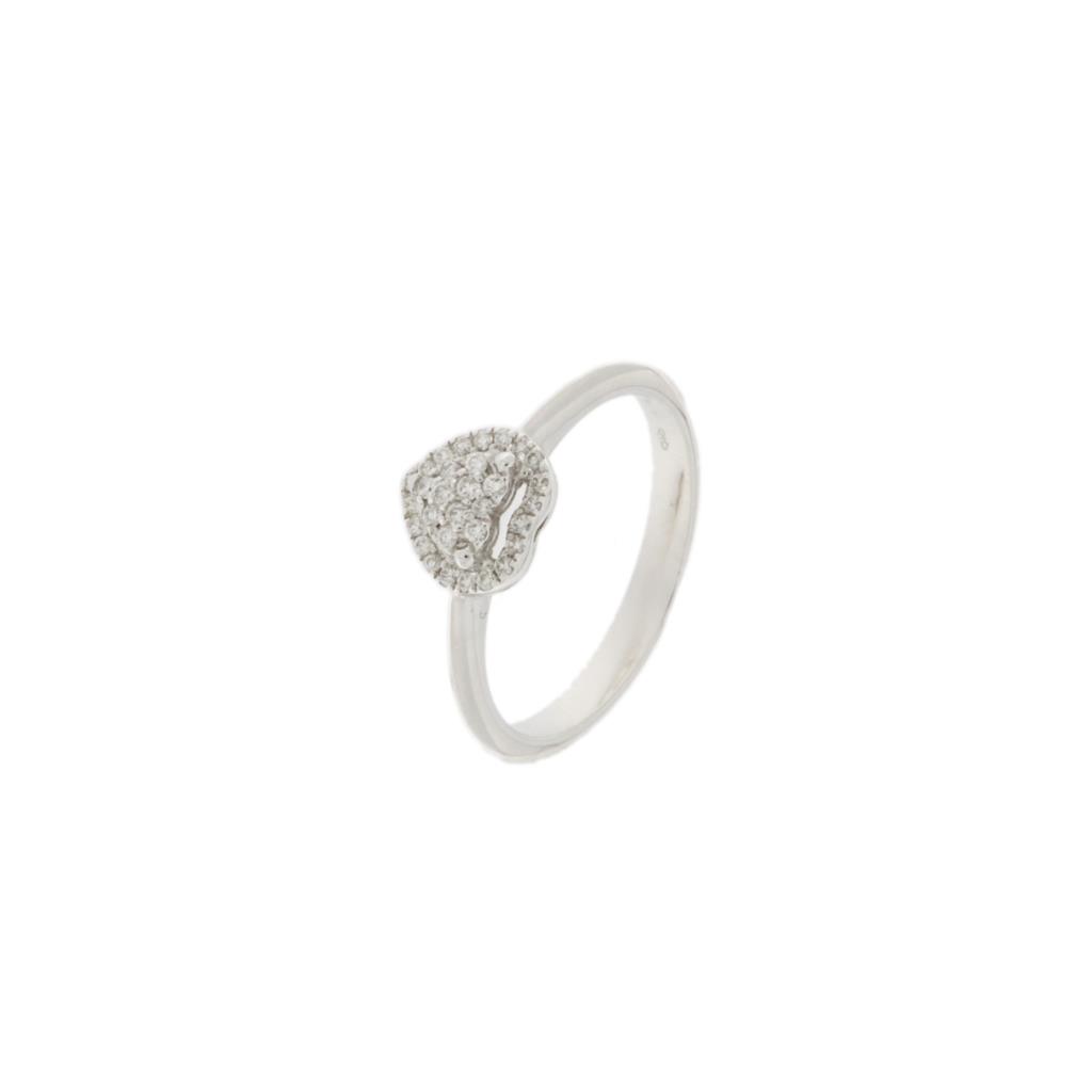 ANELLO TOPPA ORO BIANCO 18 KT - D 0,15 - CEDRO