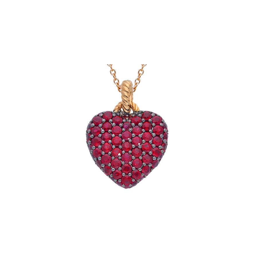 COLLANA ORO ROSA CUORE TOPPA RUBINI KT 2.29 - SONGA LJ