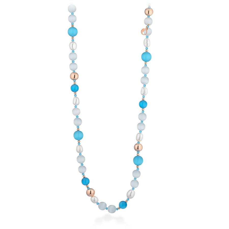 COLL.OCCHIO GAT. AZZURRO,CRISTALL.ROCCA,PERLE D'ACQUA DOLCE,AG925 ROSA,SPIN AZZ - LE LUNE GLAMOUR