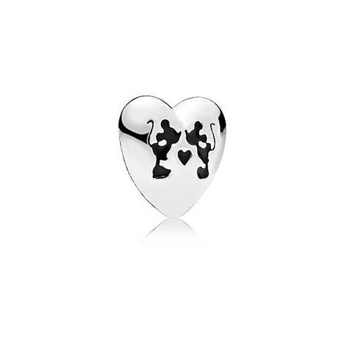 DISNEY MINNIE & MICKEY HEART SILVER PETITE ELEMENT WITH BLACK ENAMEL - PANDORA