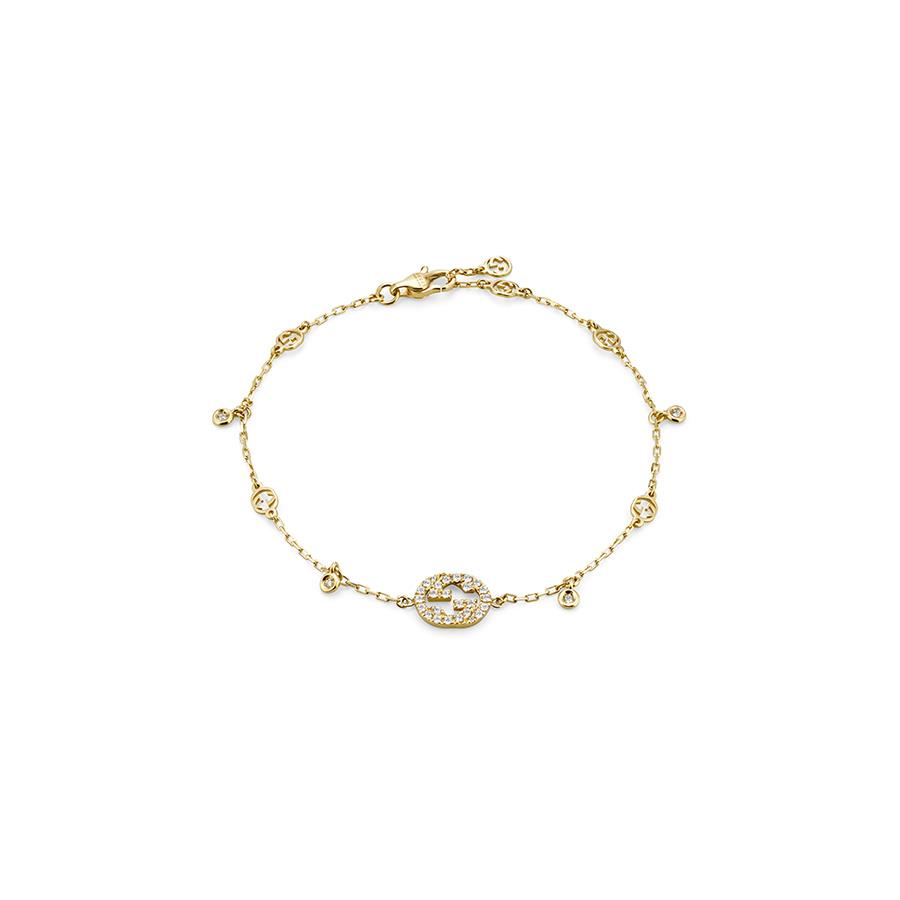 BRACCIALE INTERLOCKING G ORO GIALLO 18KT E DIAMANI 0,23KT - GUCCI FINE JEWELRY