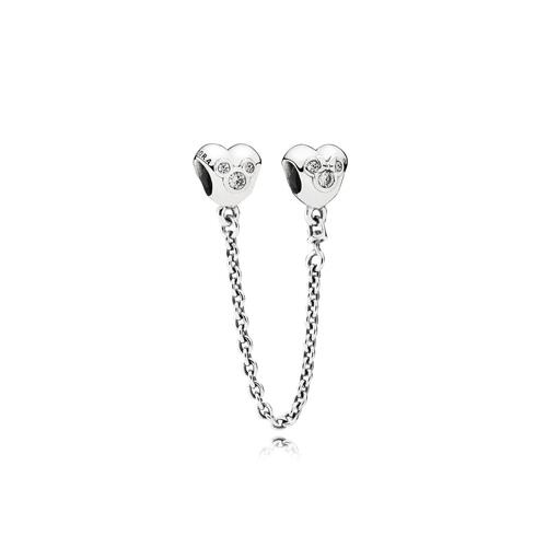 DISNEY MICKEY & MINNIE SILVER SAFETY CHAIN WITH CUBIC ZIRCONIA - PANDORA