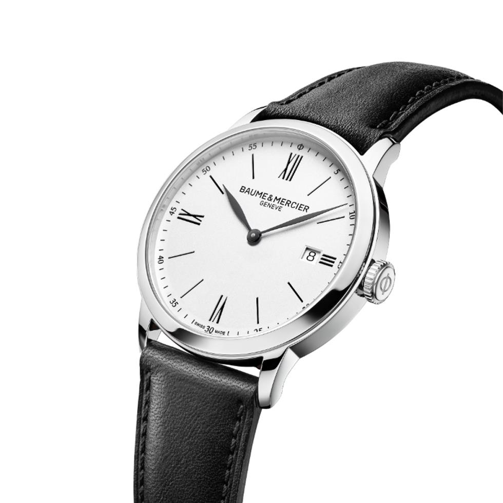 CLASSIMA 2026 ACCIAIO SOLO TEMPO QUARZO CINTURINO PELLE QUADRANTE BIANCO - BAUME & MERCIER