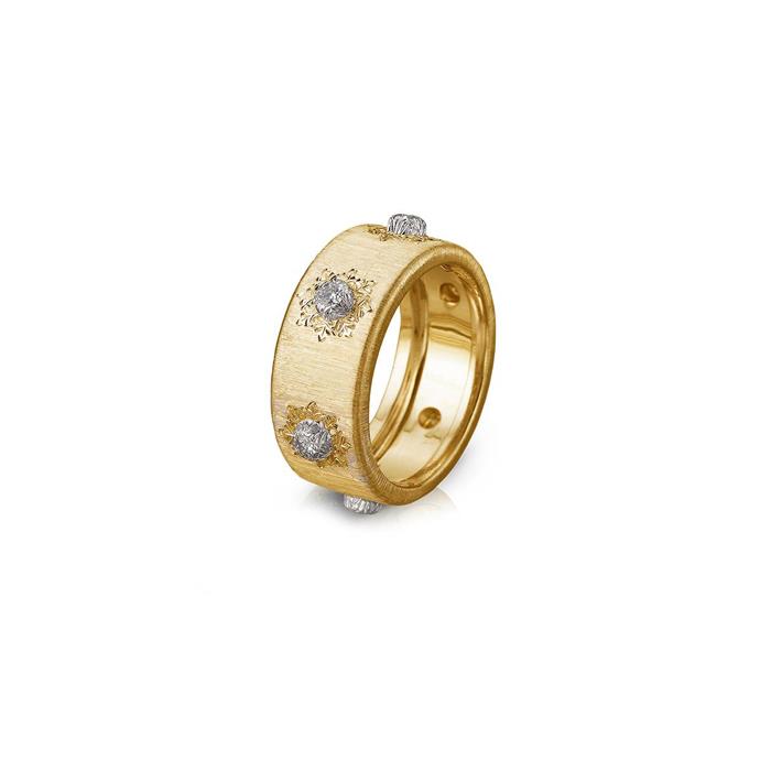 COLLEZIONE MACRÌ: ANELLO IN ORO GIALLO CON DIAMANTI. FASCIA MM 8.5 KT 0.28 - BUCCELLATI GIOIELLI