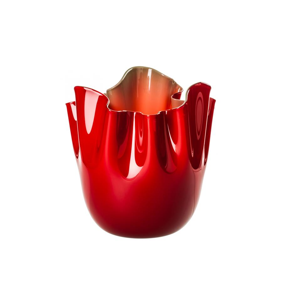 FAZZOLETTO GRANDE DIAM 23 H 31 ROSSO VIVO LATTIMO VERDE - VENINI