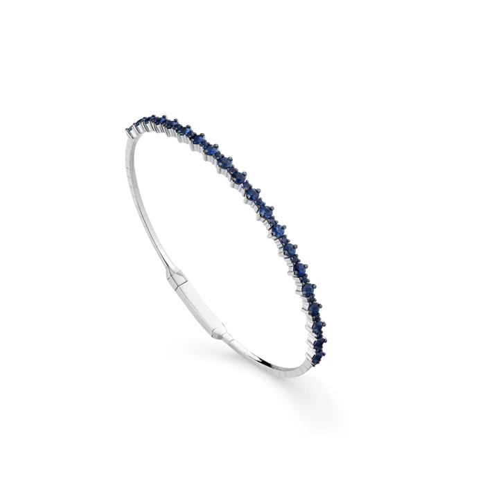 BRACCIALE IN ORO BIANCO 18 KT CON ANIMA IN TITANIO E METÀ GIRO POLSO IN ZAFFIRI - GR 7.51 - ZB 1.84 - BUONOCORE
