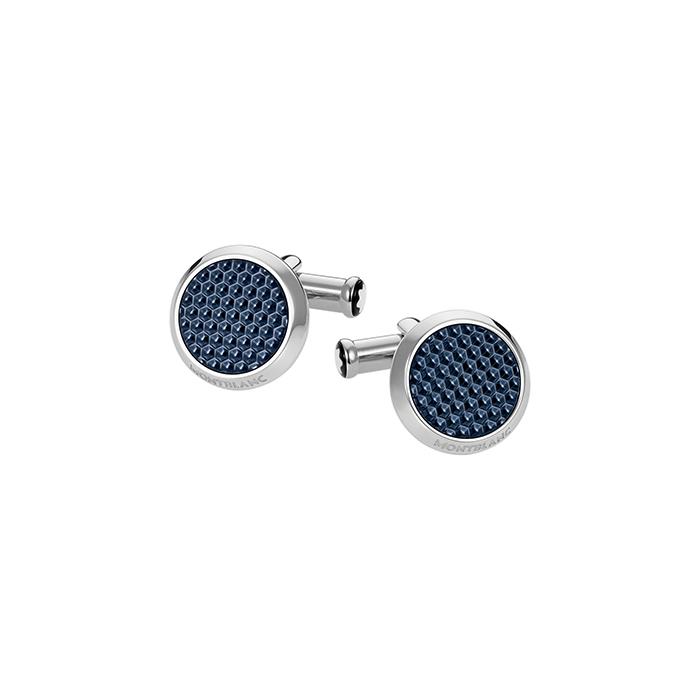 CUFF LINKS,STEEL,BLUE INLAY,MEISTERST&Uuml;CK - MONTBLANC
