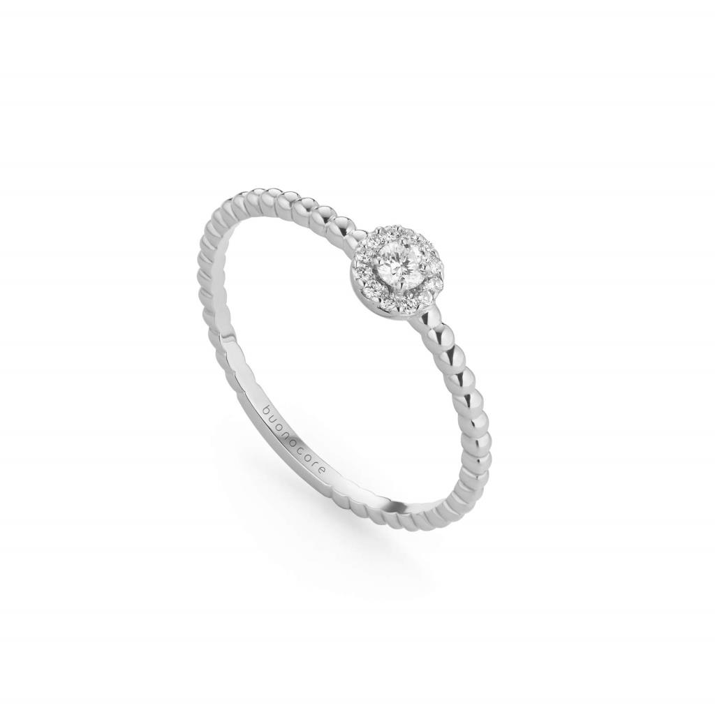 ANELLO IN ORO BIANCO 18 KT CON DIAMANTI 0.10 - GR 1.37 - BUONOCORE