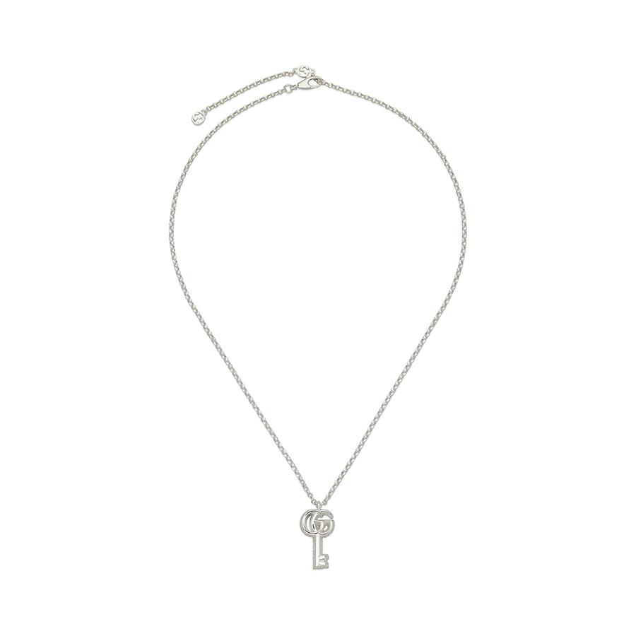 COLLANA  GG MARMONT ARGENTO CON DOPPIA G E CHIAVE PENDENTE  - GUCCI SILVER JEWELRY