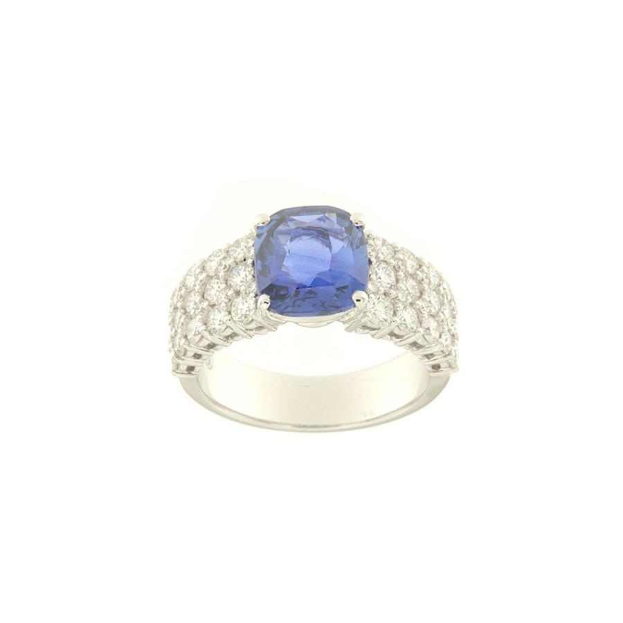 ANELLO CON ZAFFIRO CUSC. 3.59 + BRILL KT 1.24 G VS2 - GR 6.90 - CEDRO