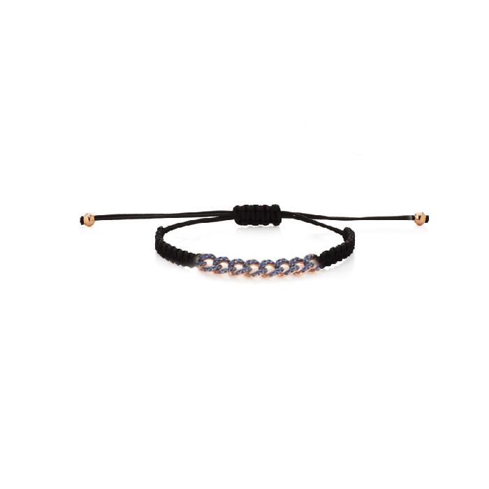 BRACCIALE CORDINO ORO ROSA 18KT "GROUMETTE PICCOLA MM 5.80" CON ZAFFIRI BLU KT 0,56 - BUONOCORE