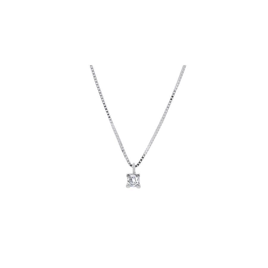 COLLANA PUNTO LUCE ORO BIANCO - DIAM. 0.03 - CEDRO