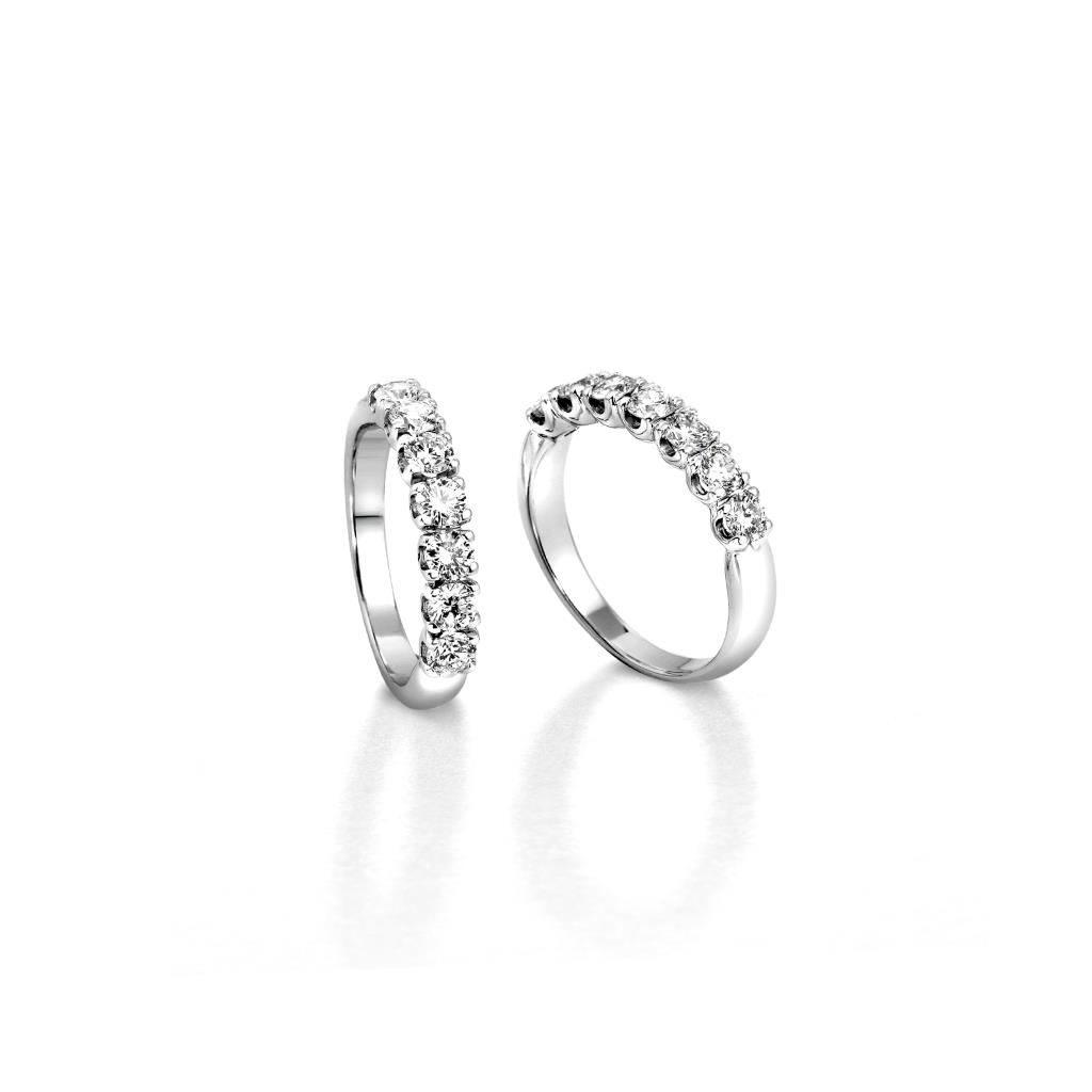 ANELLO VERETTA IN ORO BIANCO A 7 PIETRE - GR 3.2 - BRIL 0.52 - GIORGIO VISCONTI