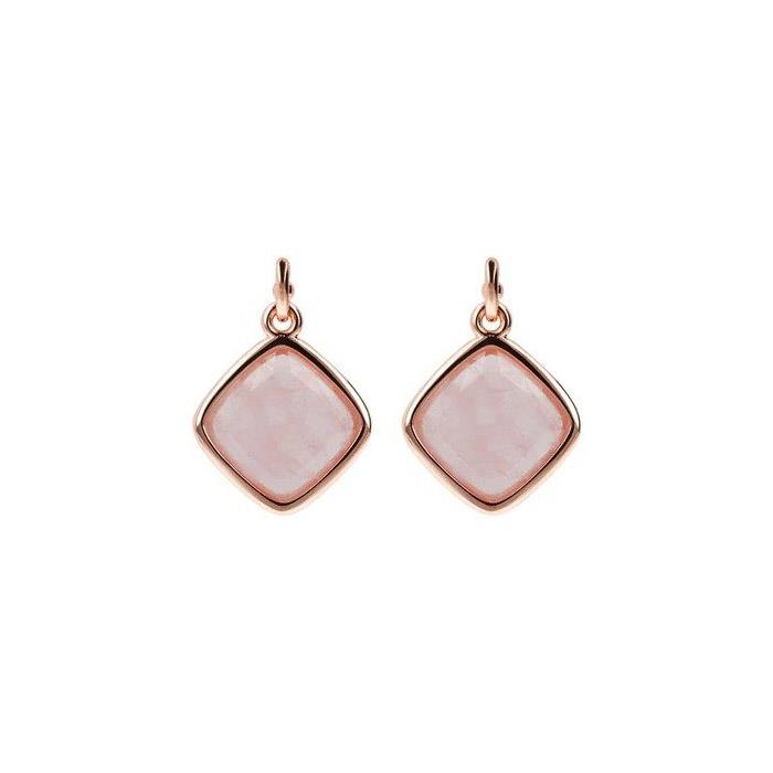 ORECCHINI CON PIETRA QUADRATA ROSE GOLD/QUARZO ROSA - BRONZALLURE