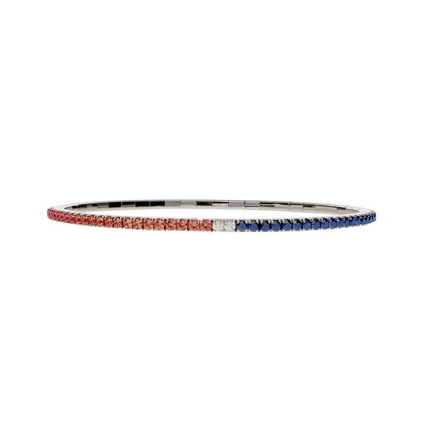 BRACCIALE TENNIS ELASTICO SECONDA MISURA - ZAFFIRI BLU E RUBINI E DIAMANTI (PEPSI) RU 1.41 - Z. 1.32 - BR. 0.10 - ROBERTO DEMEGLIO