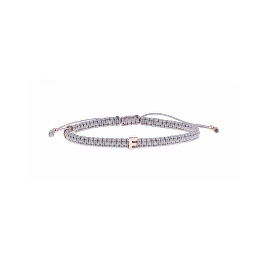 BRACCIALE IN ORO 18 KT E CORDURA NAUTICA CON INIZIALE "F" IN ORO 18 KT - CONCORDIA