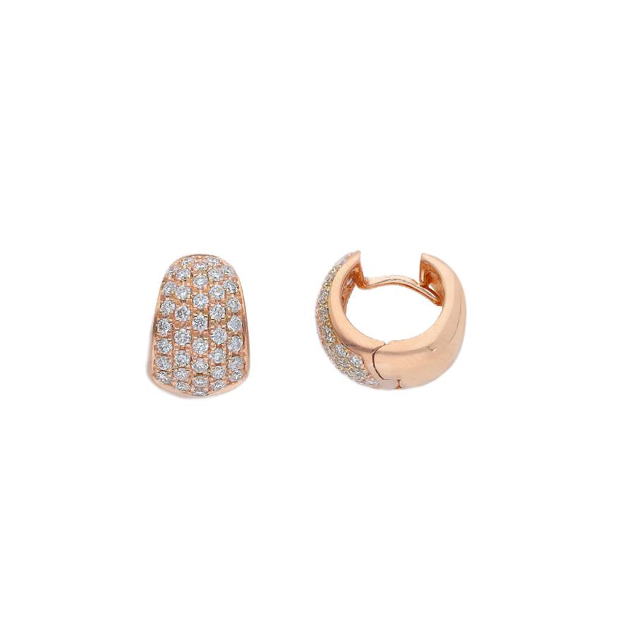 ORECCHINI PAV&Egrave; BRILL- CERCHI BOMBATI IN ORO ROSA 18 KT - KT 0.70 - SONGA LJ