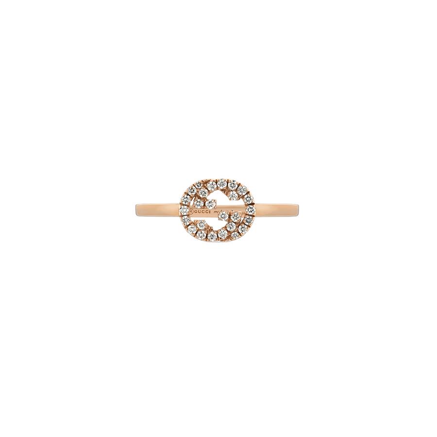 ANELLO INTERLOCKING G ORO ROSA 18 KT E DIAMANTI  - GUCCI FINE JEWELRY