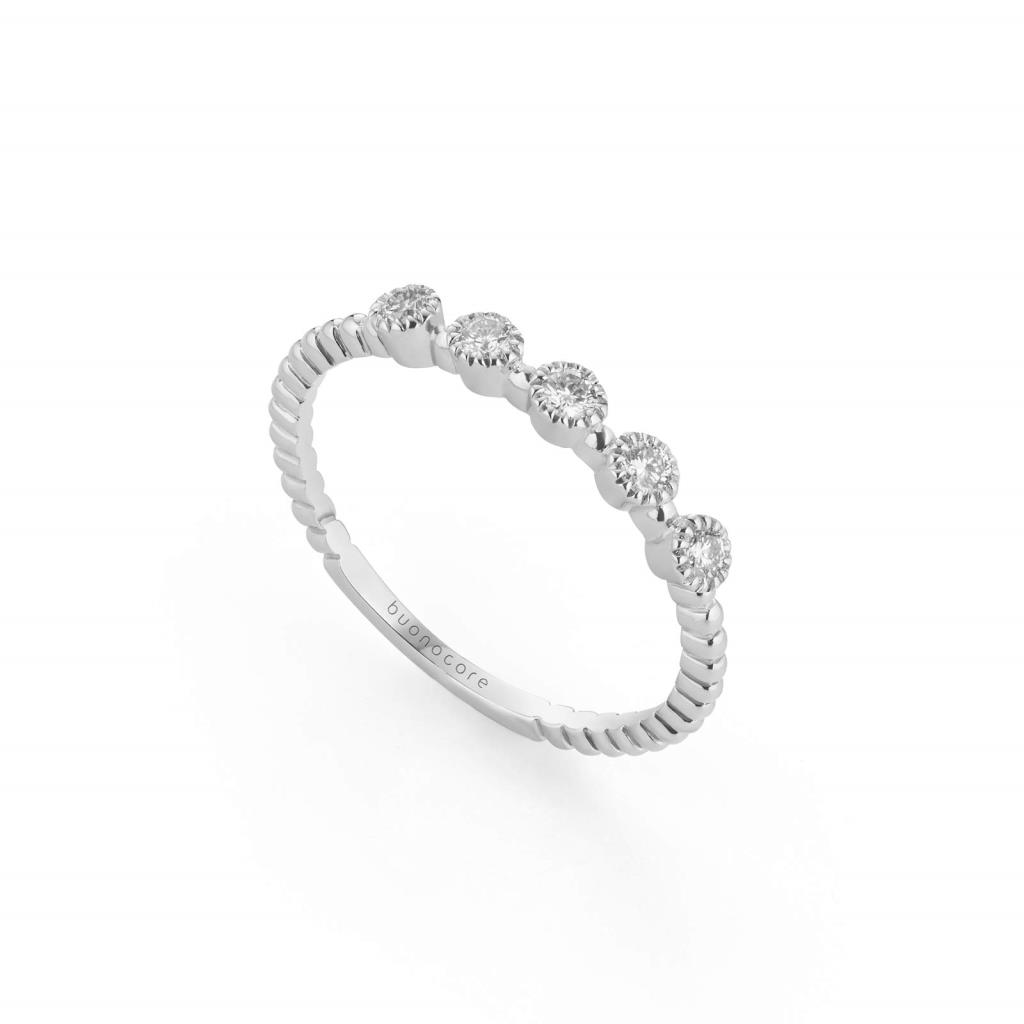 ANELLO IN ORO BIANCO 18 KT CON DIAMANTI BIANCHI - DIA 0.14 - GR 1.51 - BUONOCORE