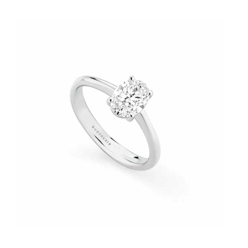 ANELLO SOLITARIO "PROMISE" IN ORO BIANCO CON DIAMANTE TAGLIO OVALE CT. 0.70 - GR. 3.40 - BUONOCORE