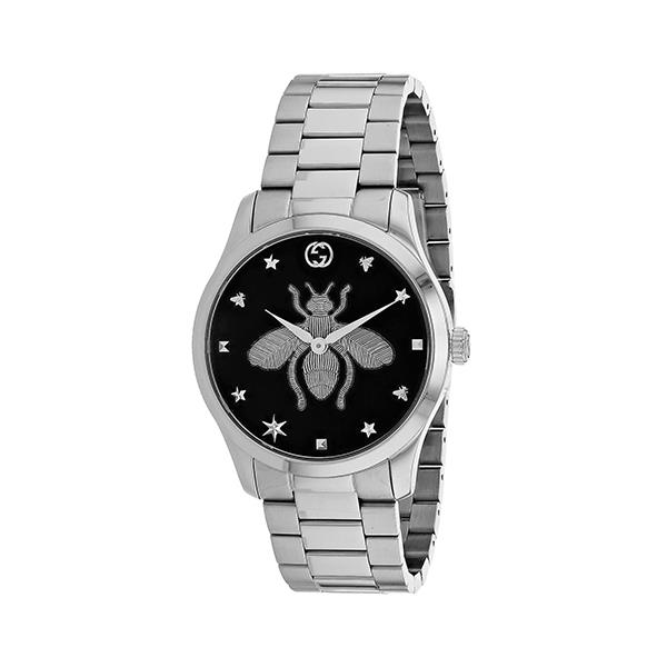 G-TIMELESS 38 MM BLACK SUNBRUSH&BEE - GUCCI TIMEPIECES
