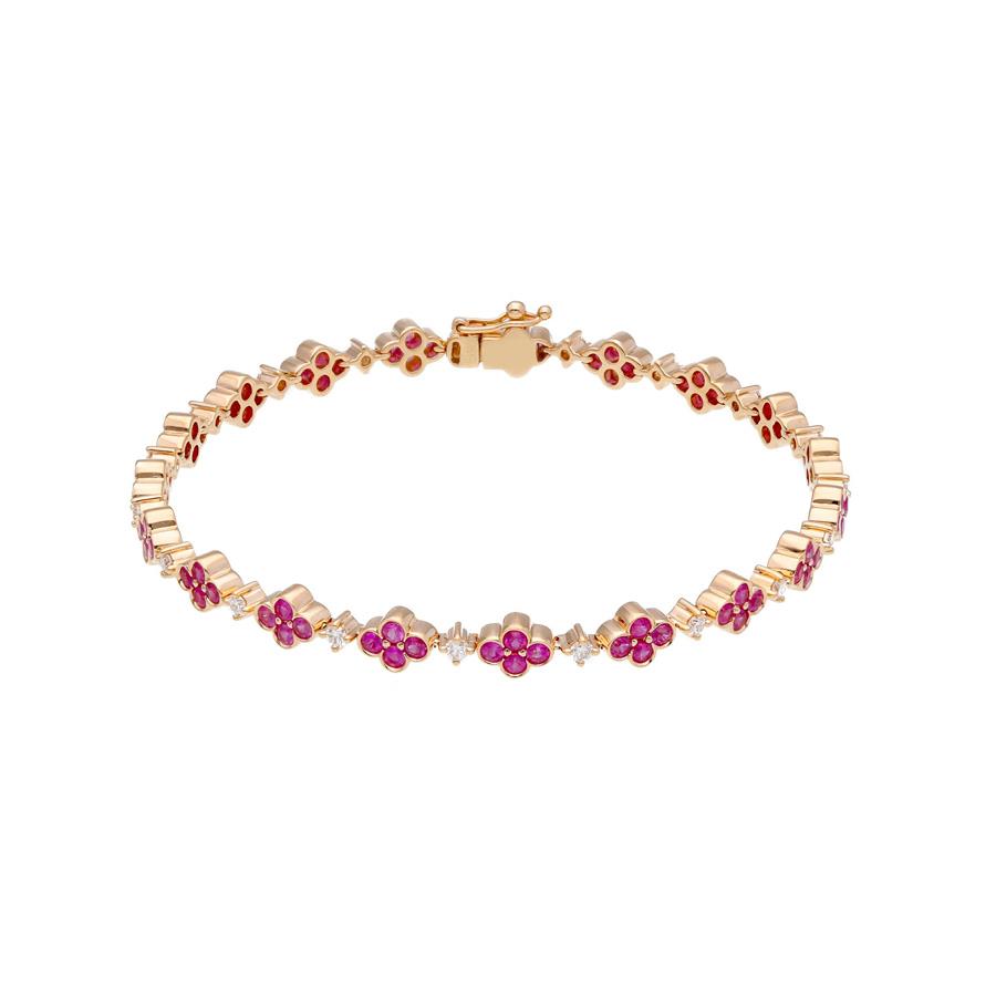 BRACCIALE ORO CON FIORE ZAFFIRI ROSA: Z.R. KT 2.46 - BR 0.50 - SONGA LJ