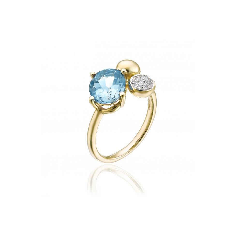 ANELLO ARMILLAS ACQUA GEMMA ORO GIALLO CON BRILLANTI BIANCHI/TOPAZIO - MIS 14 - CHIMENTO