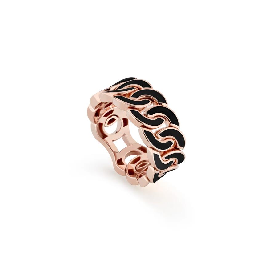 ANELLO NOON ORO BIANCO CON SMALTO NERO - BUONOCORE