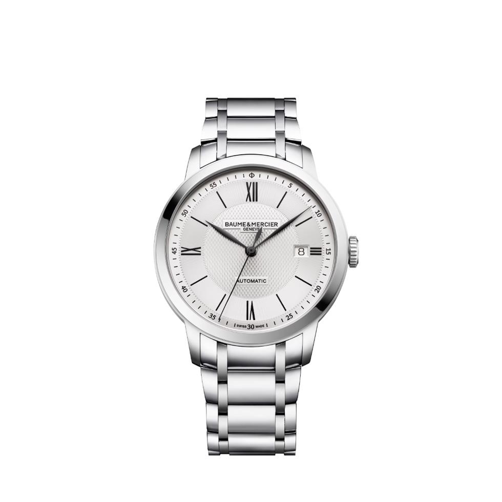CLASSIMA 2026 ACCIAIO AUTOMATICO SOLO TEMPO BRACCIALATO QUADRANTE BIANCO 40 MM - BAUME & MERCIER