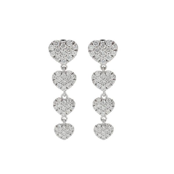 COPPIA ORECCHINI ORO BIANCO 18 KT "HEART" 4 ELEMENTI DIAM 0.74 - BUONOCORE
