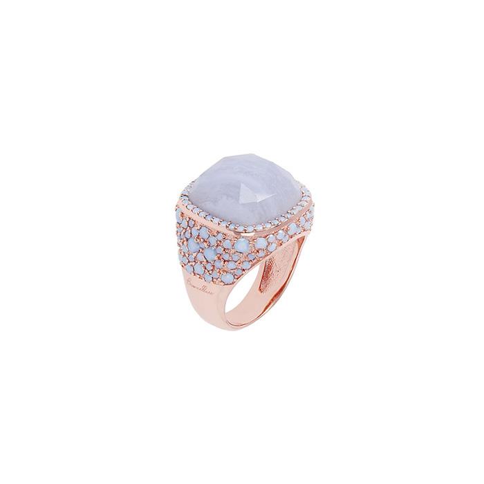 ANELLO IN ROSE GOLD CON QUARZI BLUE LACE E BLUE OPALE - BRONZALLURE