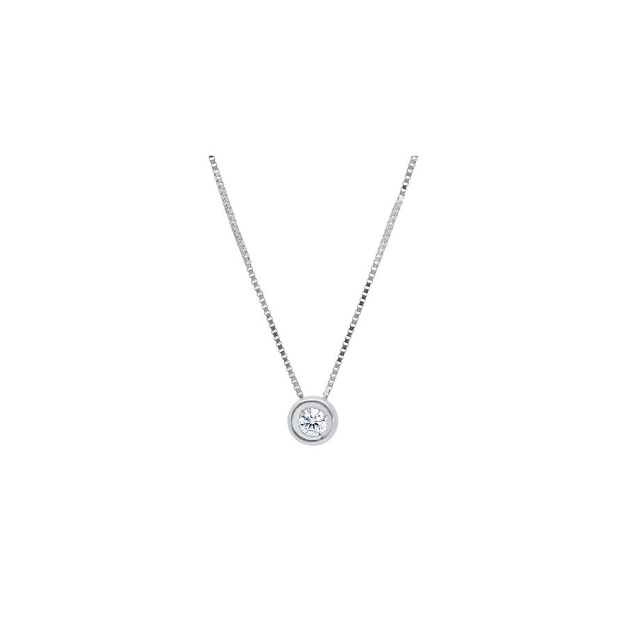 PUNTO LUCE CASTONE BATTUTO ORO BIANCO 18 KT - DIAMANTE 0.05 KT - SONGA LJ